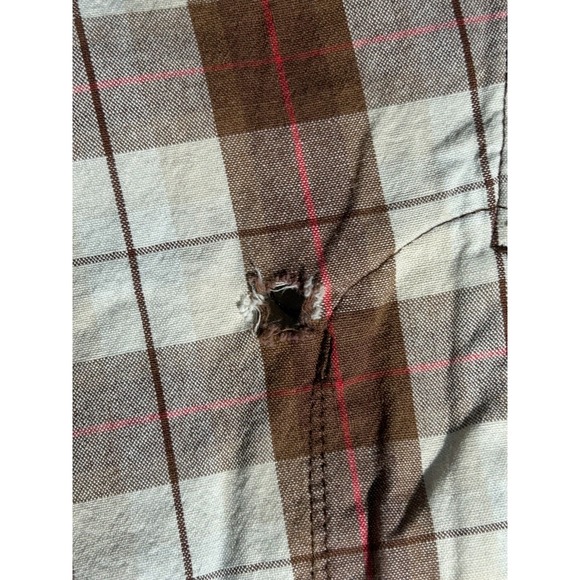 Koman Cargo Shorts Mens 32 White Brown‎ Plaid Utility Pockets Casual Flat Front - Picture 6 of 16